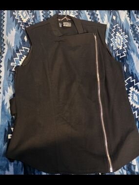 P. Luca Milano Black Top with Silver Chain Accent